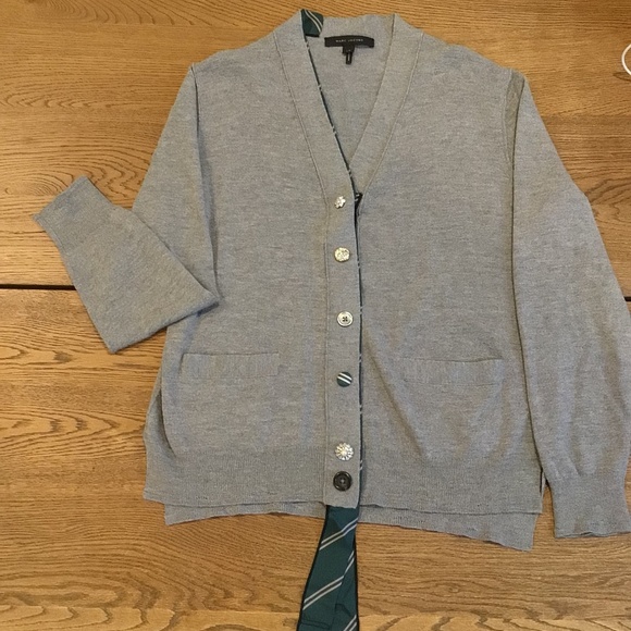 MARC JACOBS Grey Wool Jewel Buttons Cardigan - Picture 4 of 11